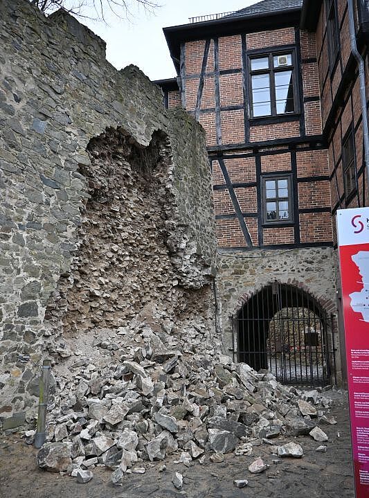 Burg Falkenstein - Mauerabbruch im Bereich der Vorburg, Foto: Kulturstiftung Sachsen-Anhalt