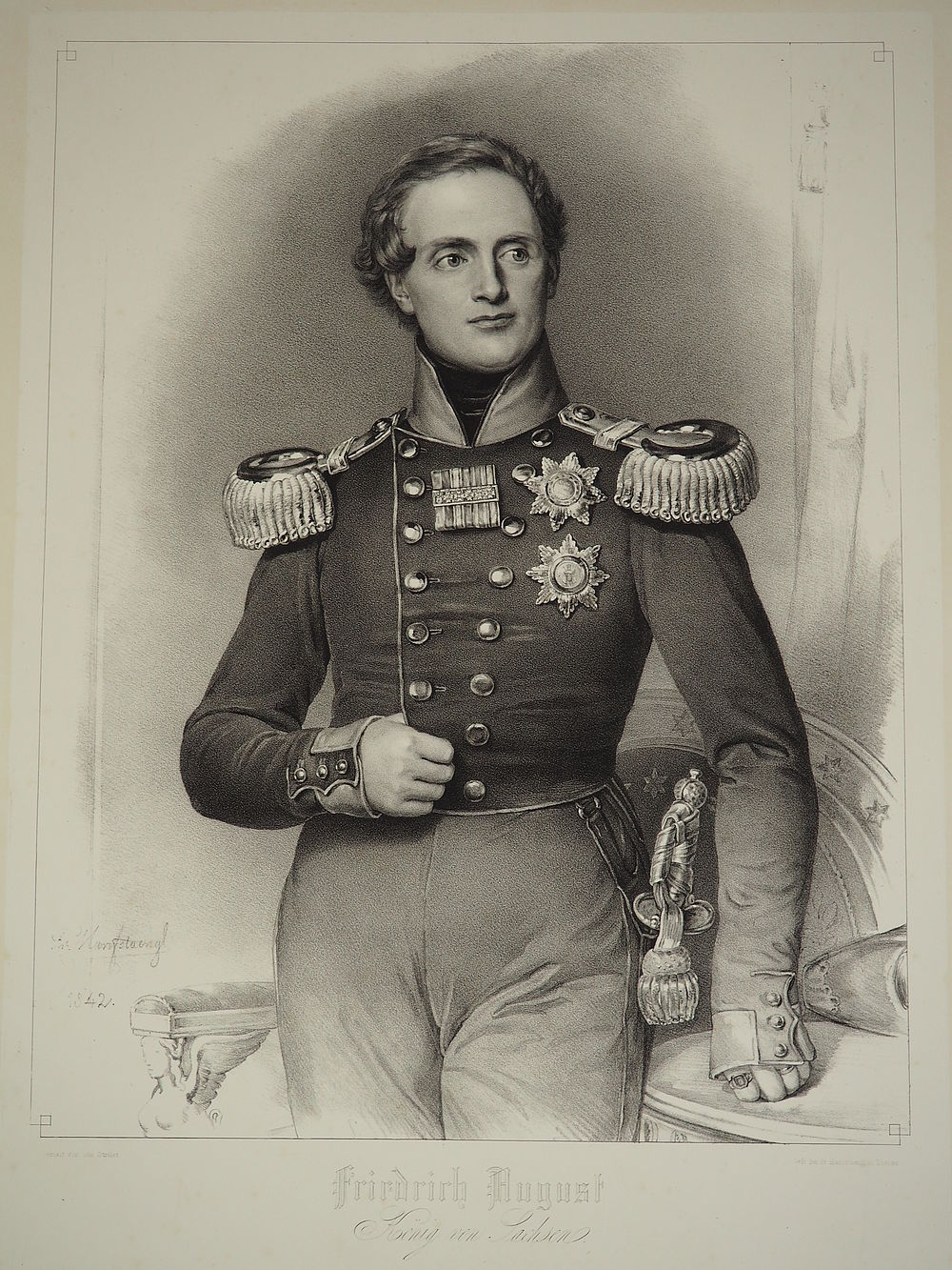 Porträt Friedrich August II. Sachsen, Lithografie, Franz Seraph Hanfstaengl, 1842, Foto: © Kulturstiftung Sachsen-Anhalt